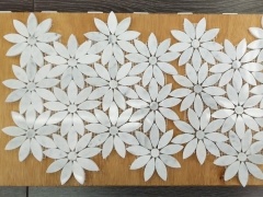 Azulejo de mosaico de mármol blanco de Carrara