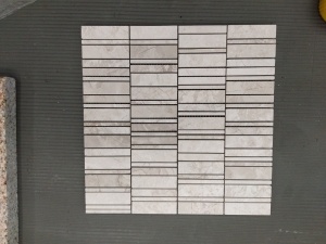 Diseños de pared de baño de azulejos de mosaico de mármol blanco de madera