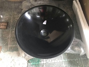 Lavabo de baño de granito negro Huanan redondo pulido