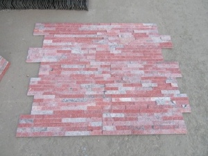 Piedra de la cultura de cuarcita rosa apiladas característica pared Vaneer