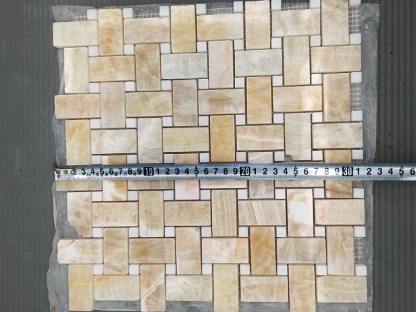 azulejos de mosaico de mosaico de canasta de ónice amarillo