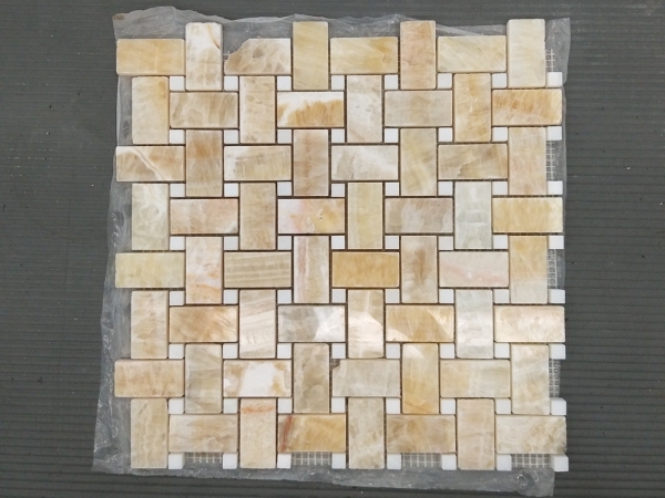 azulejos de mosaico de mosaico de canasta de ónice amarillo