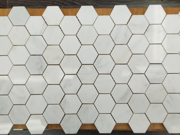 azulejo de mosaico hexagonal de mármol blanco oriental