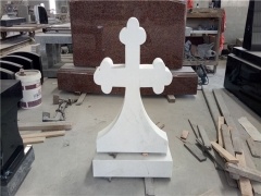 White Jade Marble Upright Custom Cross Headstones