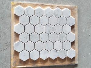Bianco Carrara pulido mosaico hexagonal de mármol mosaico