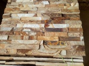 Tejas de la pared de la pizarra de madera de oro natural de la fractura de la ostra
