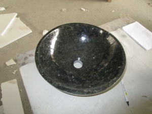 Lavabo de encimera redondo de granito de granito esmeralda