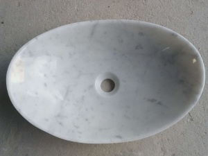 Lavara - Lavabo de tocador oval, lavabo, mármol, blanco