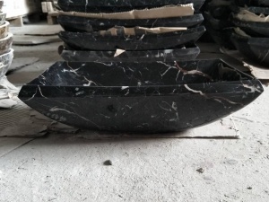 Lavabo de mármol negro pulido cuadrado de Nero Marquina