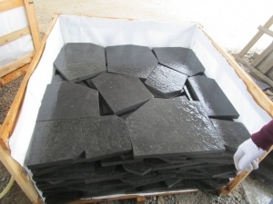 Zhangpu negro basalto flameado al azar piedra loca pavimentación