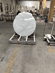 italia Carrara mesa de comedor redonda de mármol blanco